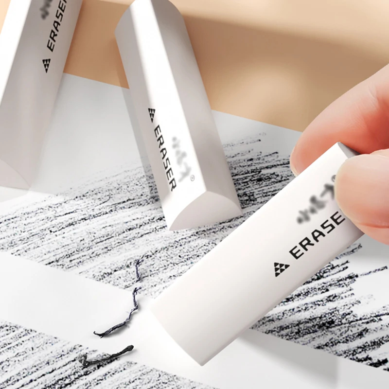Pencil Eraser 6 Pieces Triangle White Soft Pencil Eraser for Writing Drawing
