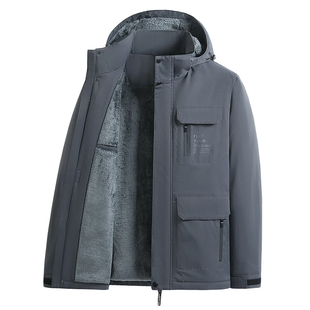 

Outdoor Mens Fleece Jackets Coat Hooded Parkas Water Proof Wind Proof Windbreakers Winter Thermal Jacket Coat Men Warm Overcoat