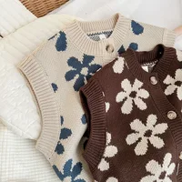 Autumn Baby Sweater Vintage Knit Kids Vests for Girls Boys Waistcoat Children Cardigan Coat Infant Clothing Baby Clothes 5