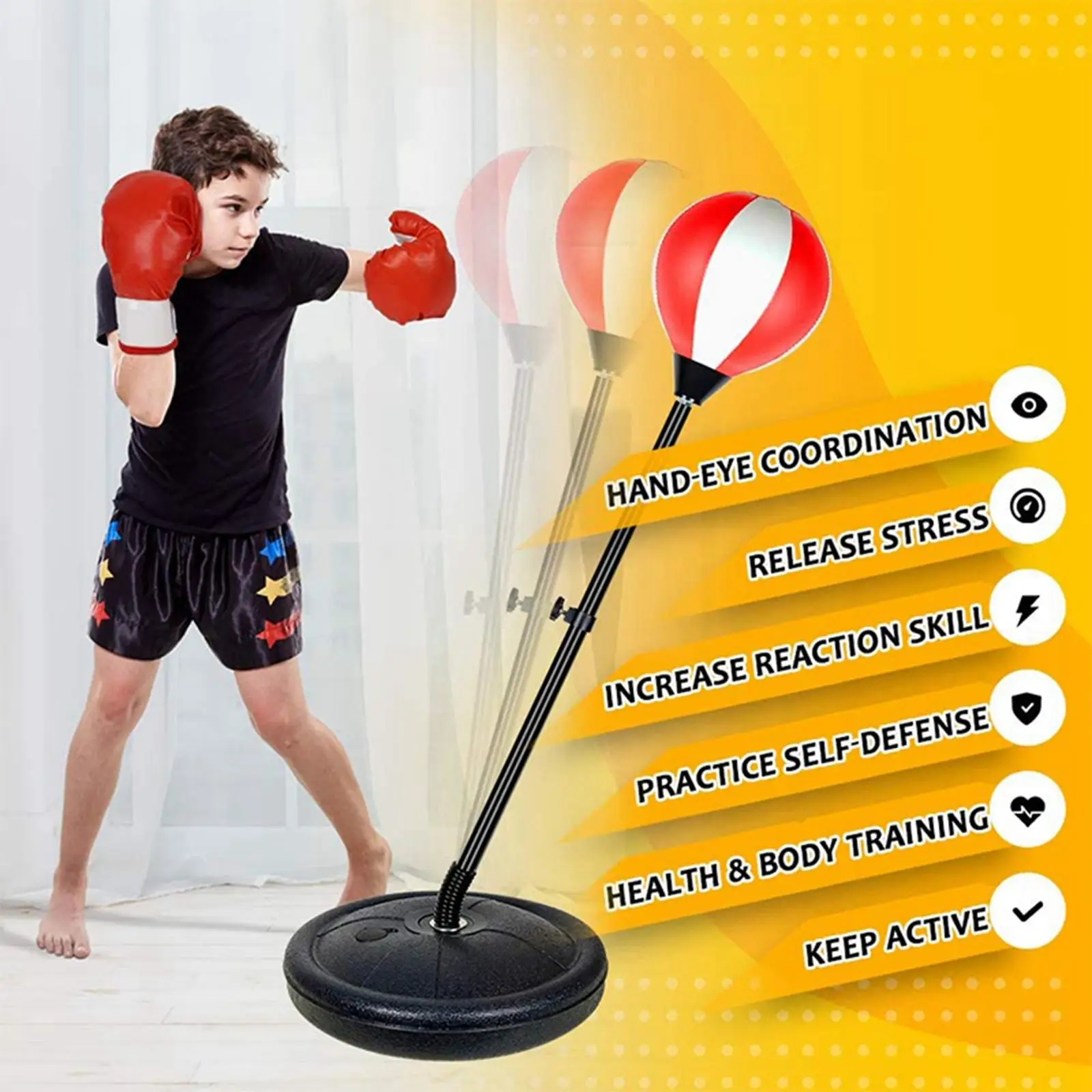 Punching Bag for Kids Hand Pump with Adjustable Stand Inflatable Boxing Set for Ages 7 to 14 Years Old Presents Junior Teenager