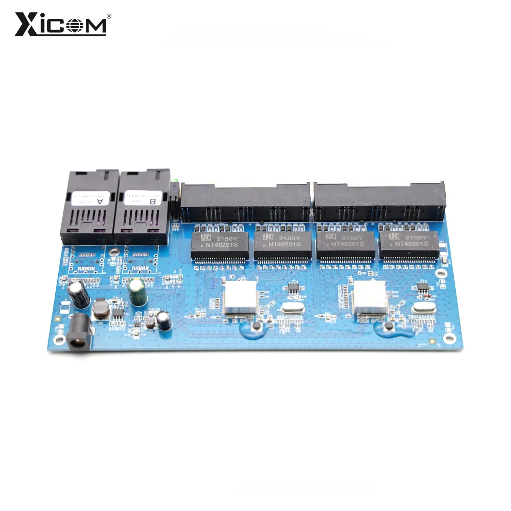 100/1000M Reverse POE Fiber Ethernet Switch 20km 2F8E Gigabit PCBA placa metro Optic Media Converter Board Output12V 1310/1550nm