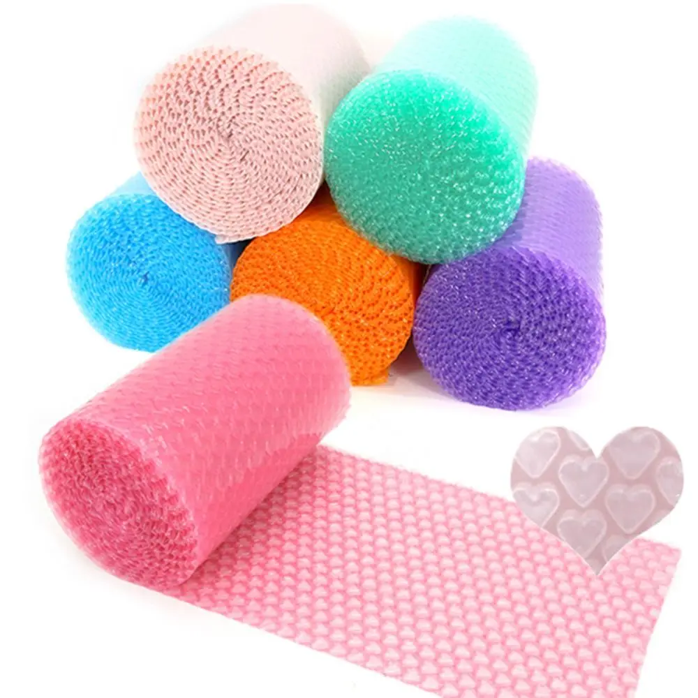 0.2*6M Lovely Thicked Heart Shape Bubble Wrap Shockproof Packaging Buffer Bubble Paper Foam Roll Bubble Wrap Pouches Goods Pack
