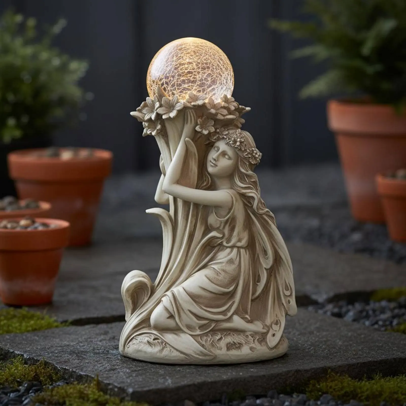 Solar Fairy Statue LED Lights Garden Fairy Light Outdoor Decor Warm Radiance for Patio