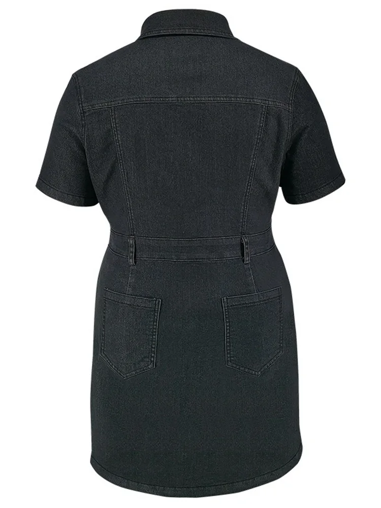 Wmstar Plus Size Denim Dresses for Women Summer Fashion Casual Bodycon Button Stretch Midi Dress Wholesale Dropshipping 2024