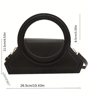 حقيبة حمل أنيقة من جلد البولي يوريثان بلون سادة، متعددة الاستخدامات؛ حقيبة مربعة صغيرة عتيقة، حقيبة كتف أنيقة لمناسبات العمل 3