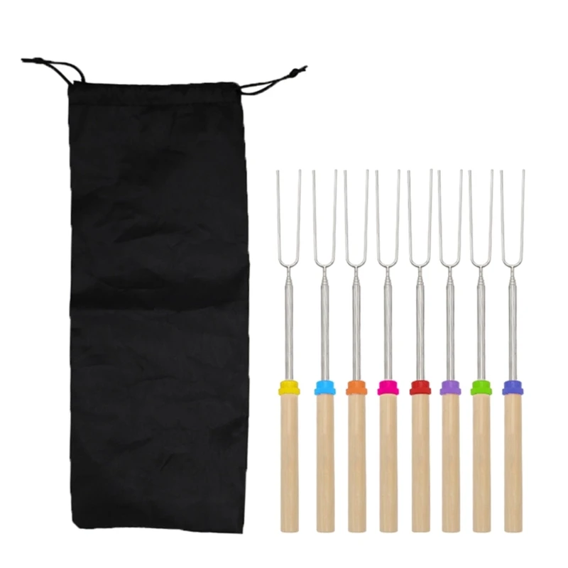 

yunyun 8Marshmallow Roasting Sticks Retractable-Campfire Sticks Extendable Smores& Hot-Dog-Skewers Heavy Duty Camping Accessory