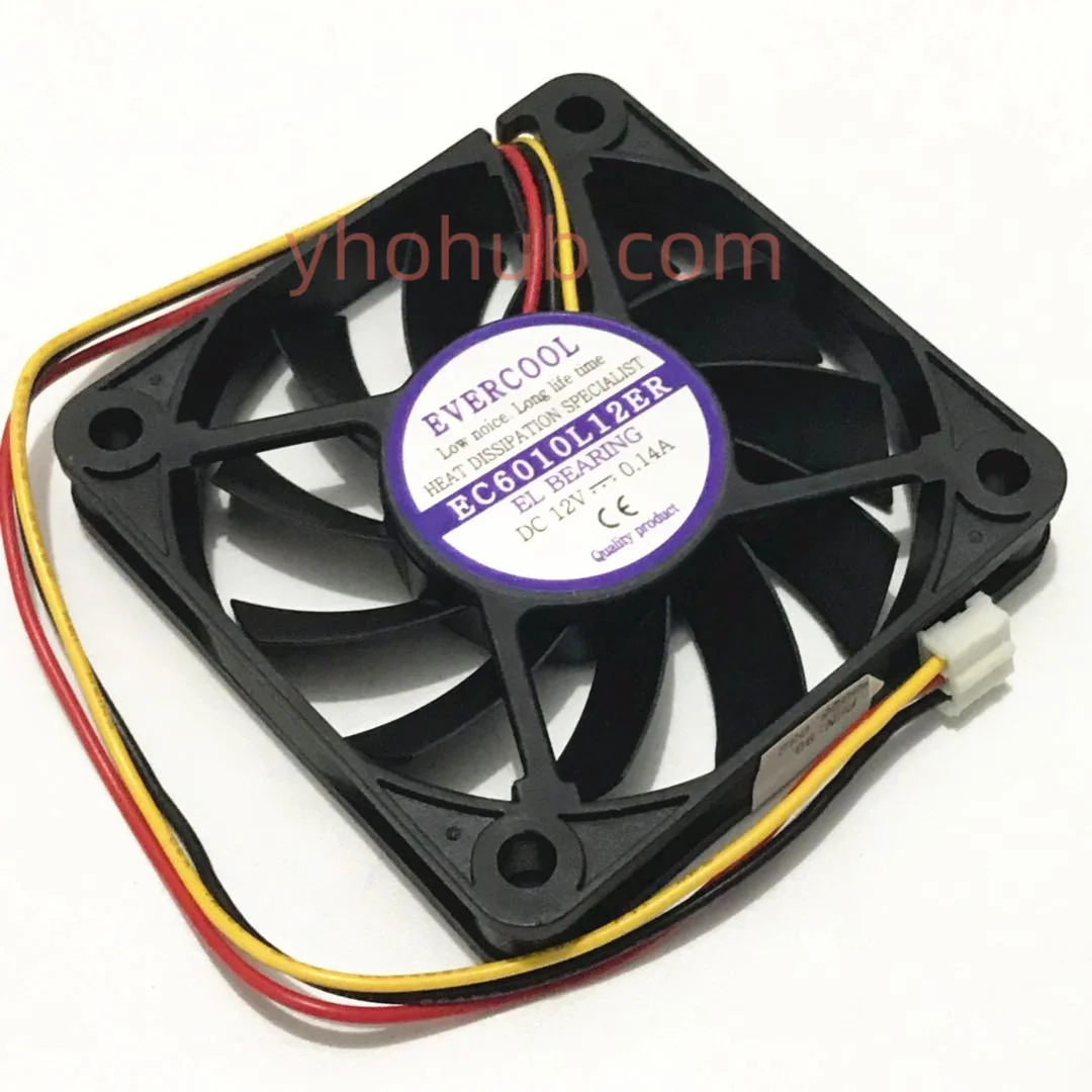 Ventilador de Refrigeração do Servidor de Fios de Evercool Ec6010l12er Dc12v 0.14a 60x60x10 mm