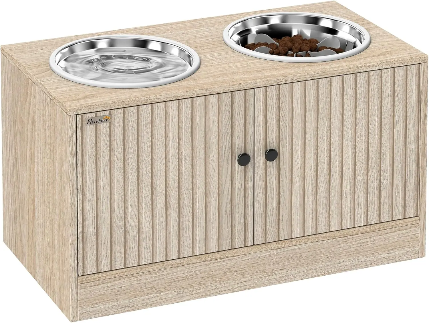 Elevated dog bowls with storage cabinet and non-slip stand - image 1
