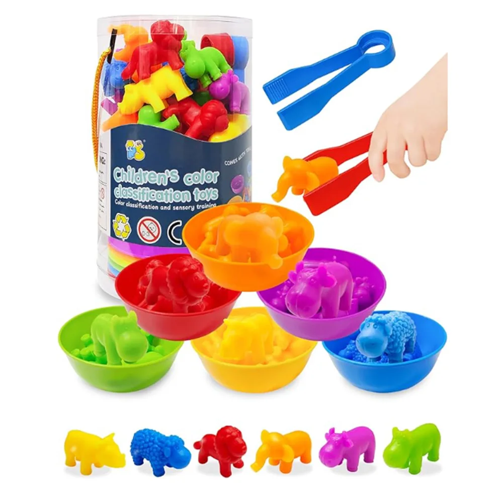 Rainbow Counting Animal Sorting Toys Color Sorting Animal Dinosaur Shape Classification Montessori Sensory Toy Boys Girls Gift