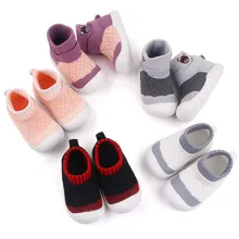 

Baby Toddler Stretchy Knit Socks Shoes Spring Autumn Breathable Lightweight Sports Shoes For Kids Rubber Soles Fashion Mesh Sock