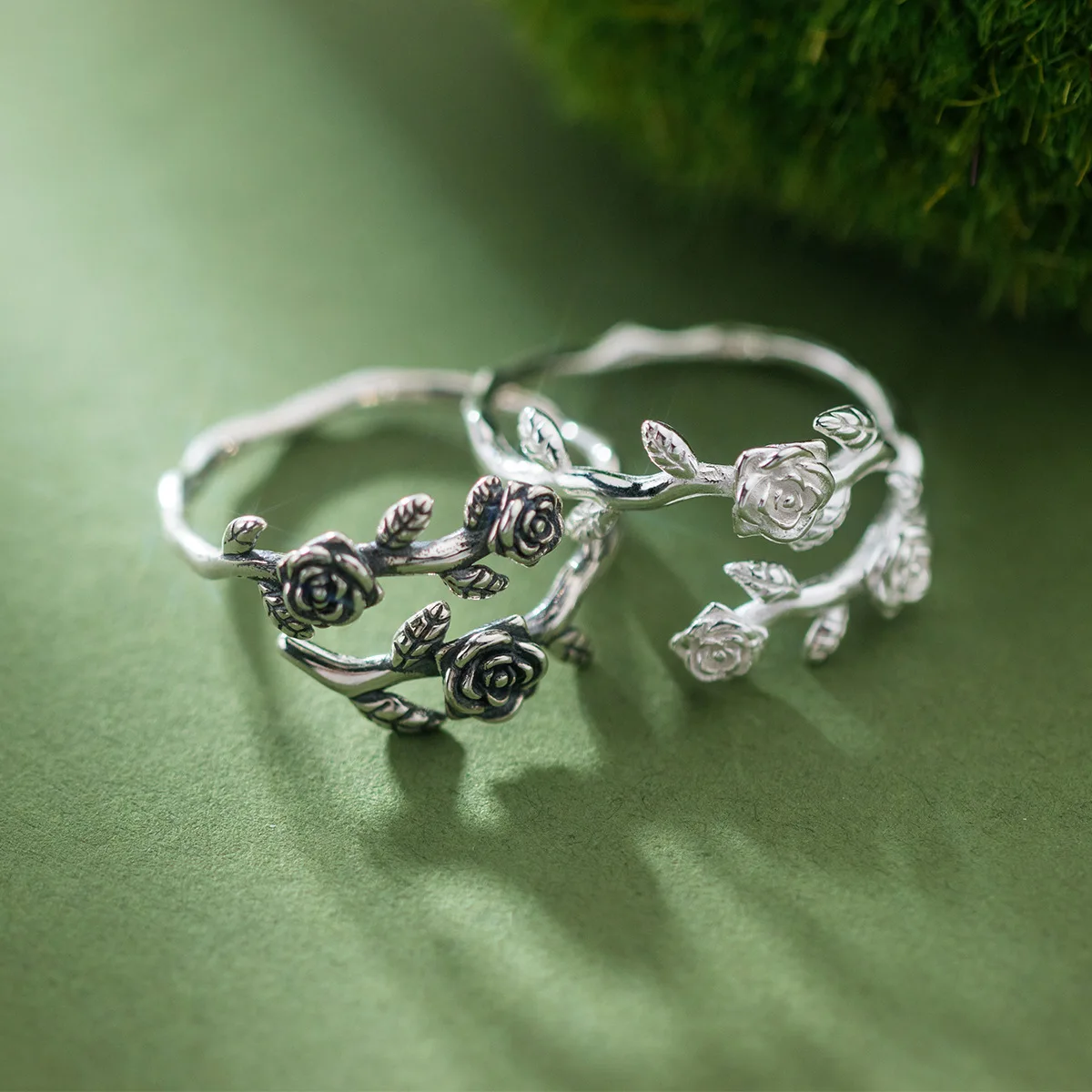 925 Sterling Silver Roses Branch Adjustable Rings Women Engagement Wedding Female Luxury Jewelry Accessories Jewellery