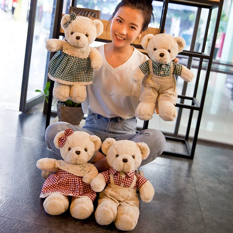 

1 PCS Cartoon Lover Wedding Bear Doll Soft Stuffed Plush Toy Dress Teddy Bear Animal Doll Audlt Birthday Gift