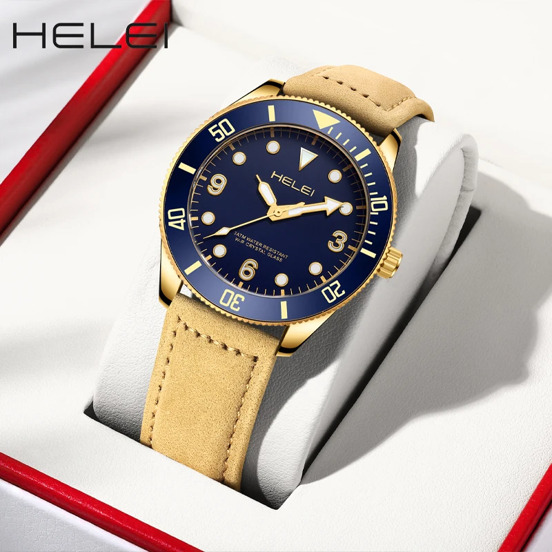 HELEI new sports trend helmsman series multi-function quartz movement 2024 men's quartz watch men's waterproof wristwatch