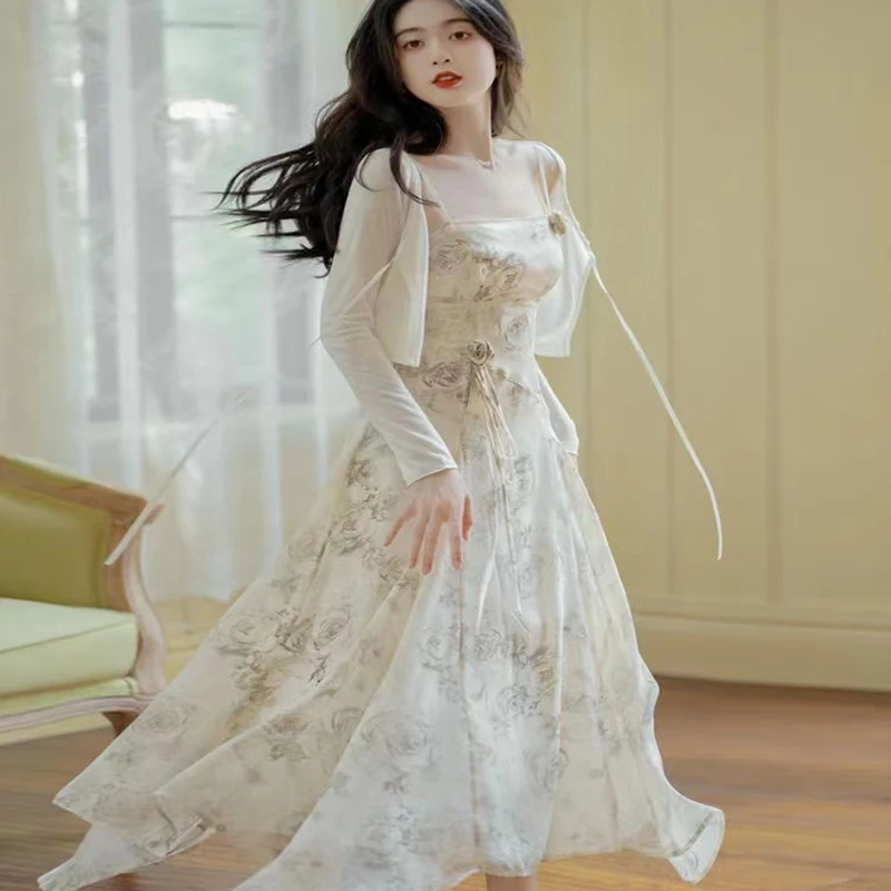 

Женское платье с цветочным принтом и лямкой на шее, вечернее платье из двух частей для пляжа и отдыха на море, лето 2023