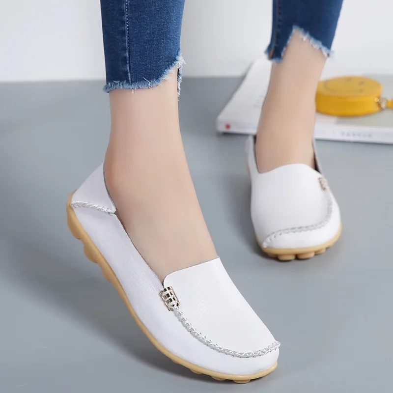 Four Seasons Casual shoes Mother shoes women's two layers cowhide nurse shoes comfortable large size women's shoes D004