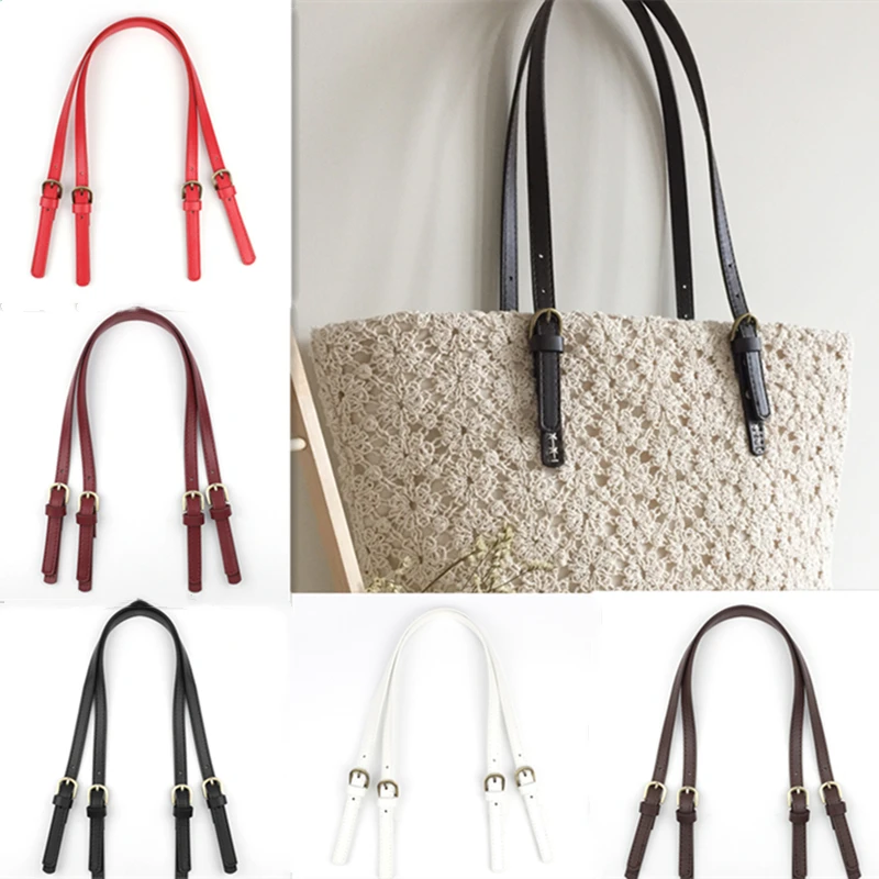 

2 Pcs DIY Shoulder Bag Belt Replacement Artificial PU Leather Solid Comfortable Handle Strap Bag Belt DIY Handbag Accessories