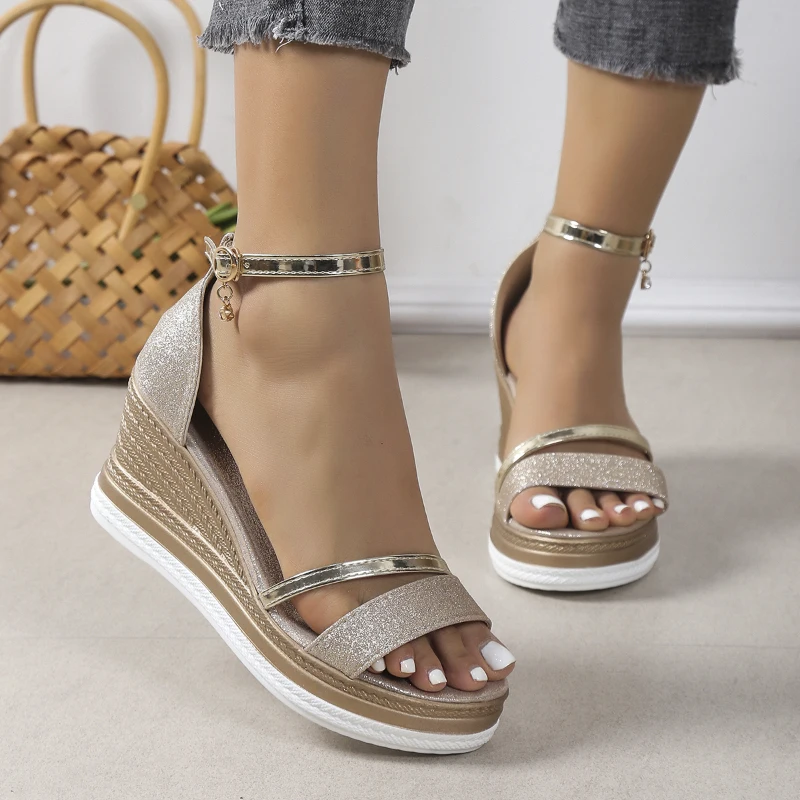 NEW Pumps Shoes Hot Sale Gladiator Women's Sandals Summer Beach High heels Women Peep Toe Wedges Shoes Female Large Size 43