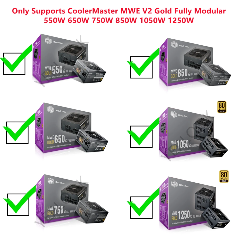 para 24pin 20 Mais Cabo de Alimentação Plana para Coolermaster 4pin Mwe v2 Ouro Totalmente Modular 550w 650w 750w 850w 1050w 1250w 10pin Mais 18pin - Imagem 6