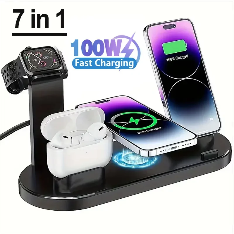 100W 7 in 1 Wireless Fast Charging Station