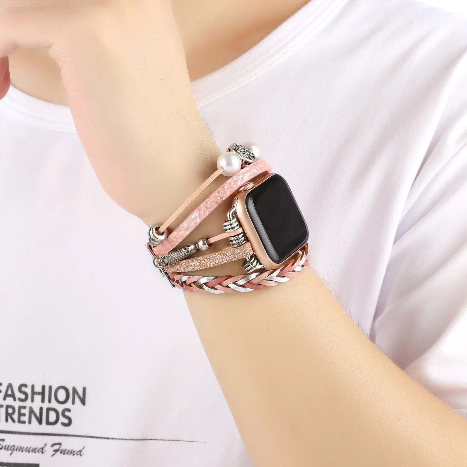 Jewelry+Metal Strap For Apple Watch 8 7 45mm 41mm Ultra 49mm Women Exquisite Bracelet Wristband iWatch 6 5 4 3 SE 44mm 42mm 40mm