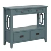 Farmhouse Pine Wood Console Table with Drawers & Storage Shelf in Blue for Entryway/Living Room/Hallway/Kitchen 5