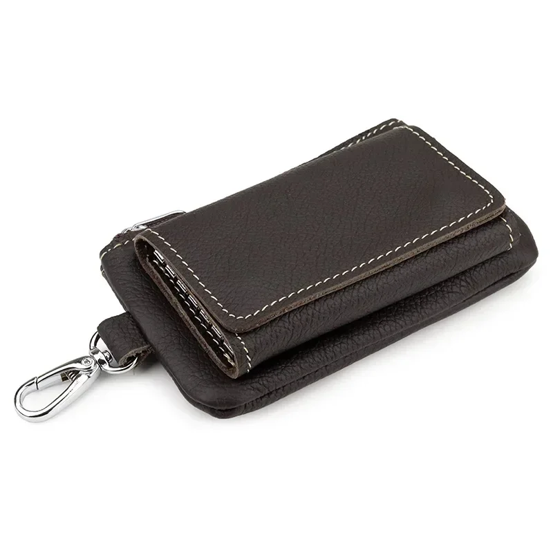 Genuine Leather Key Wallet Unisex Multifunction Keys Organizer Men Simple Card Keychain Cover Women Smart Housekeeper Coin Purse