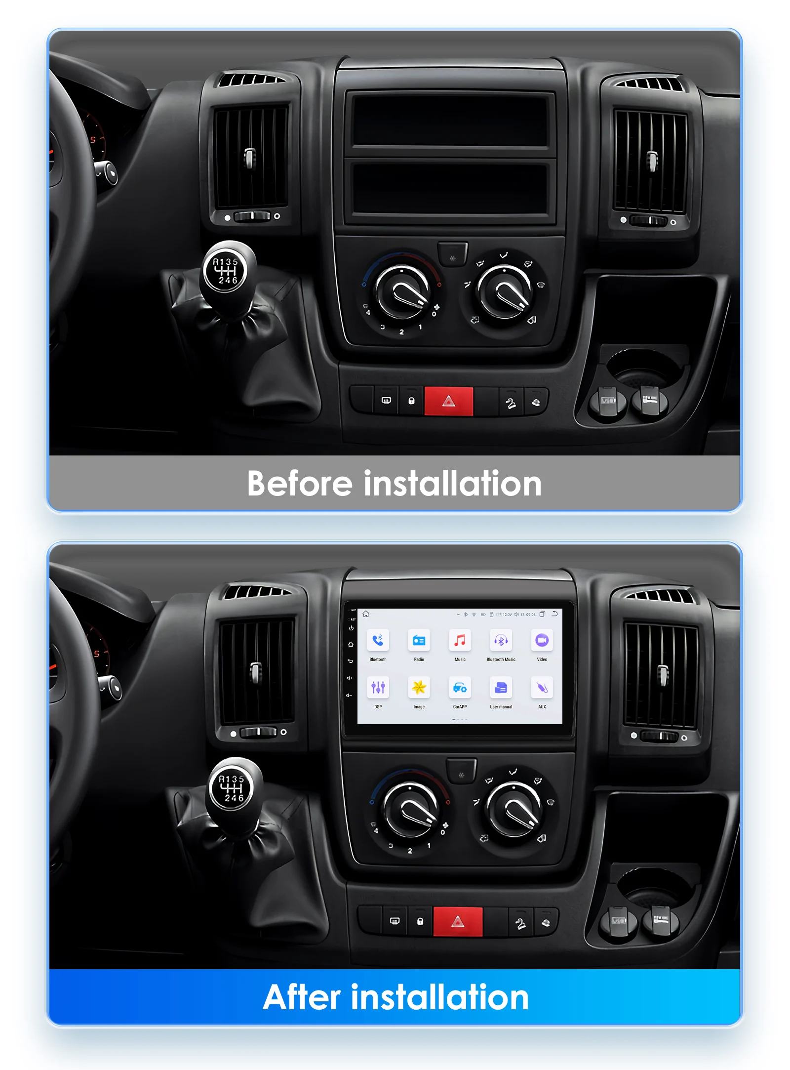 Autoradio Fiat Ducato Wohnmobil CAMECHO Android 13 Autoradio Für Fiat Ducato /Citroën Jumper/Peugeot Boxer – 9 Zoll, 2G+64G, CarPlay & Android Auto 9 Zoll Android 13 Radio Fiat Ducato