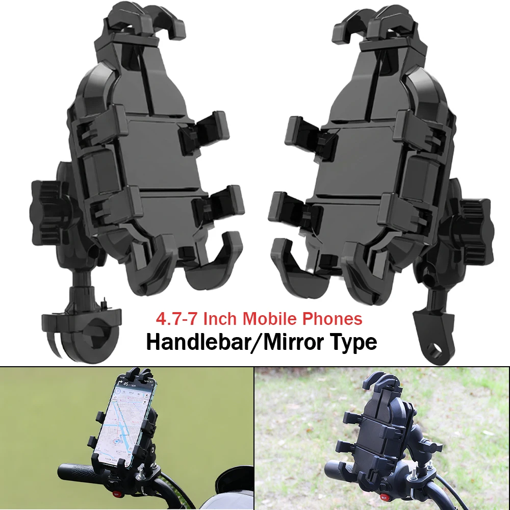 Motorcycle Mobile Phone Holder Shockproof Adjustable Handlebar Mirror Mount GPS Bracket For Motorbike Scooter ATV