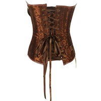 Bustier victorien vintage gothique français pour femme, marron, en PU, avec lacets, baleines en acier, effet gainant, taille nouée et ceinture 2