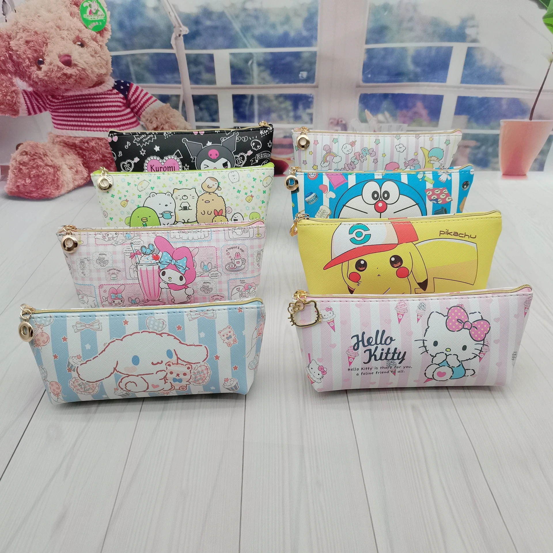 Sanrio Stationery Bag Kawaii Hello Kitty My Melody Kuromi Cinnamoroll Cute Cartoon Student Pencil Bag Children Stationery