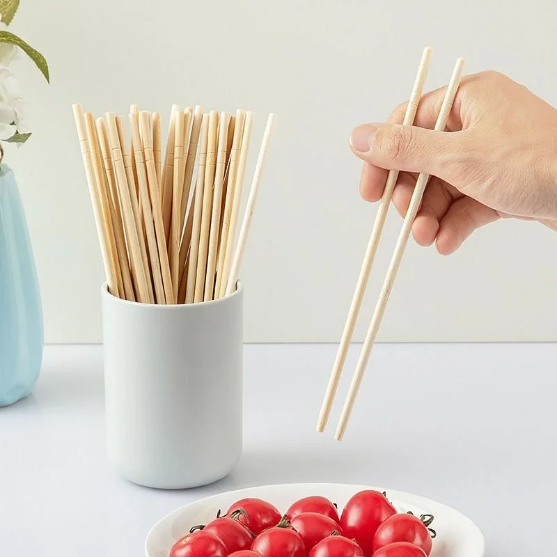 100/200/300Pcs Disposable Bamboo Chopsticks Individually Wrapped Food Grade No Lacquer No Wax Natural Cutlery for Commercial Use