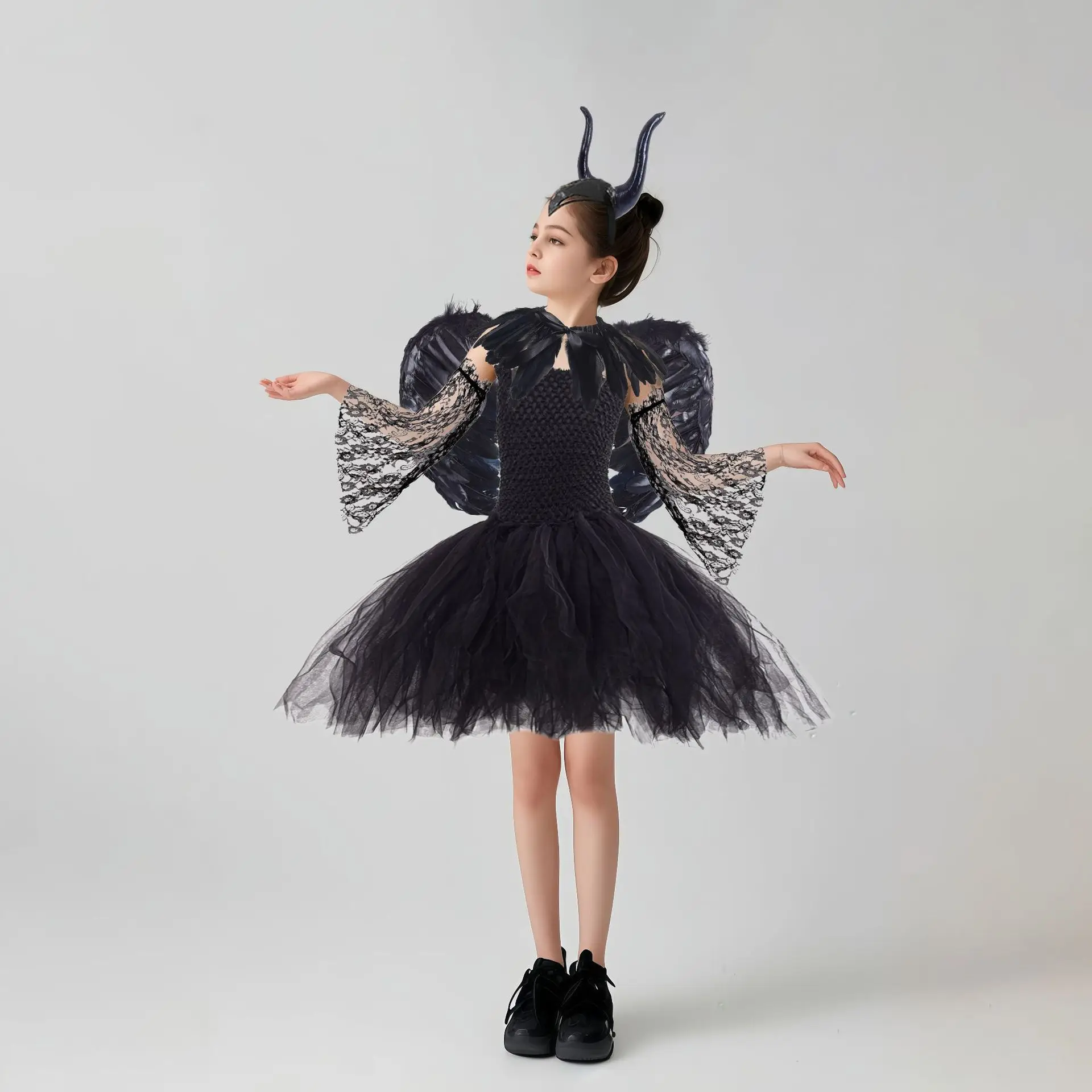 HHalloween Costume Maleficent Tutu Dress For Girls Cosplay Evil Queen ...