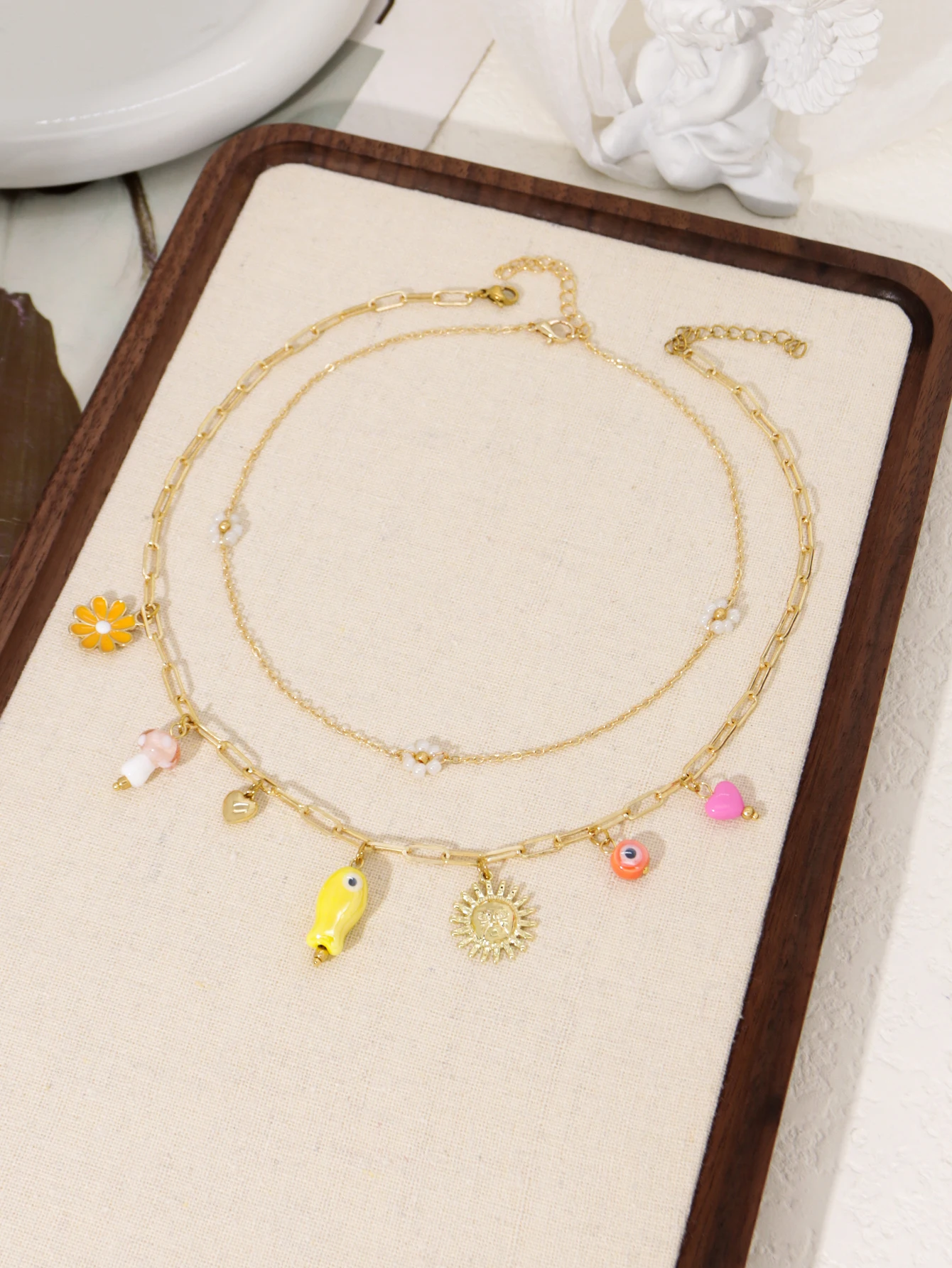 2pcs Charm Ladies Multiple Pendants Necklace Women Fashion