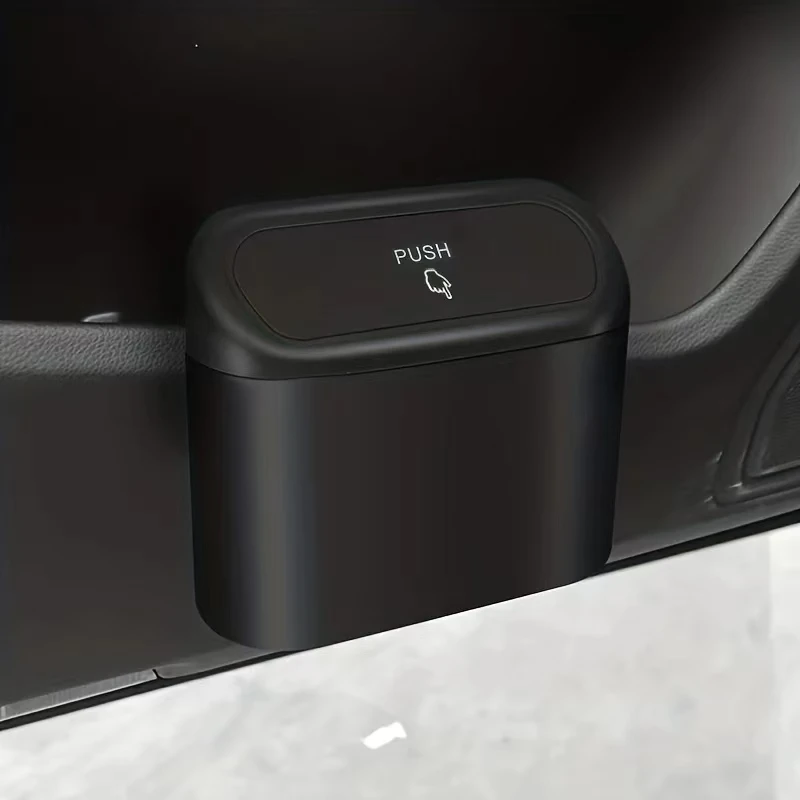 Car Trash Bin Hanging Vehicle Garbage Dust Case Storage Box Plastic Pressing Square Trash Can Type Auto Car Supplies car trash can