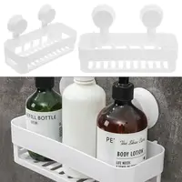 Corner Shelf With Suction Shower Rack Organizer Cup Bathroom Storage Wall Basket 1