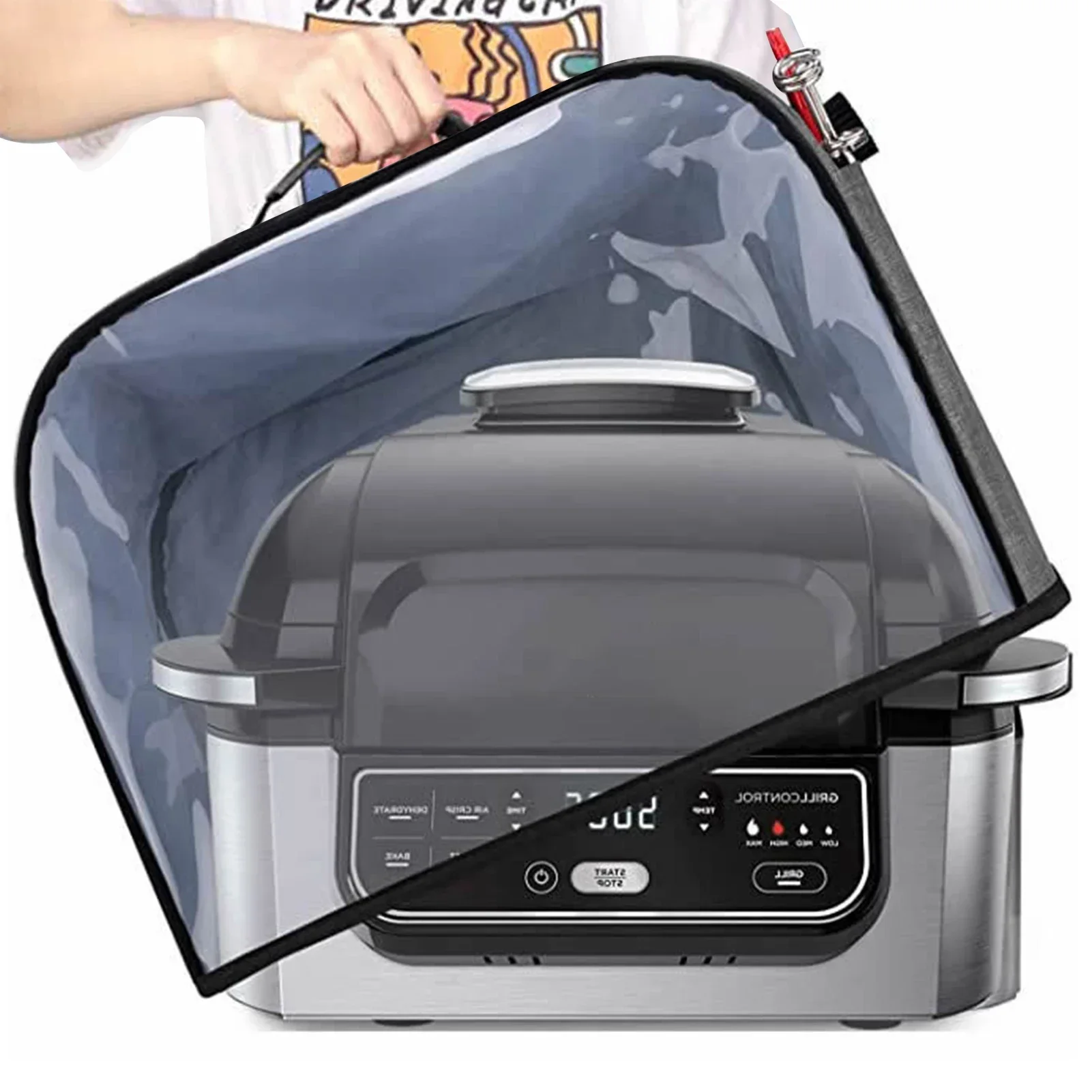 Grill Cover Waterproof Clear Front Panel Dust Storage Pockets Indoor For Ninja Foodi Grill AG300 AG301 AG302 AG400