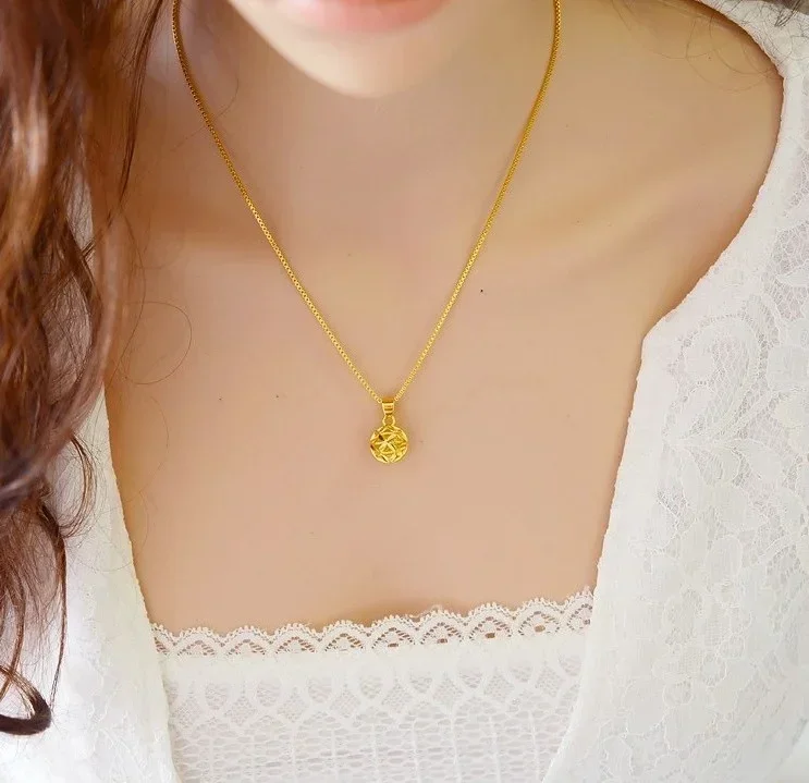 

Pure Necklace Female 24k 999 Color Collar Chain Pendants Long Lasting 100% Plated Real Gold 18k False Jewelry For Women's Gifts