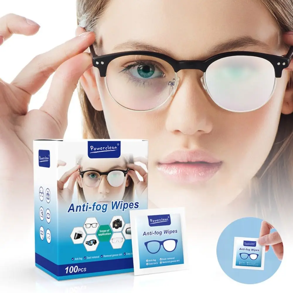 100Pcs/Box Glasses Cleaner Wet Wipe Disposable Anti Fog Misting Dust Remover Cleaning Lens Wipes Sunglasses Phone Screen glasses cleaning wipes