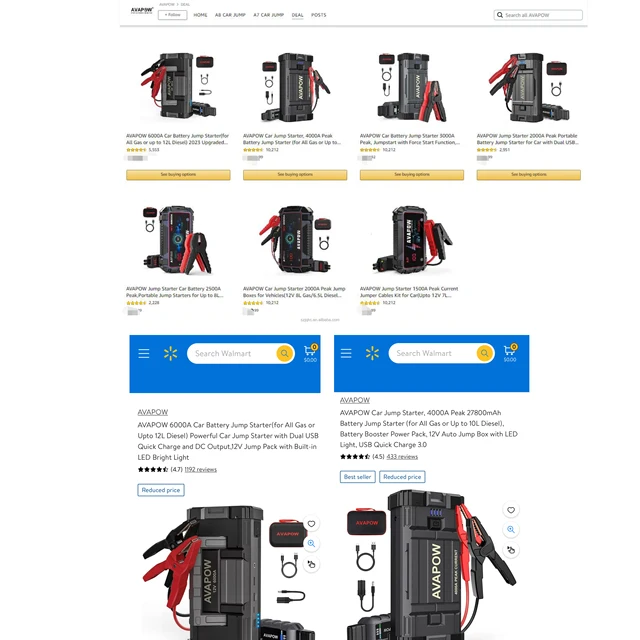 AVAPOW Car Jump Starter, 4000A Peak 27800mAh Battery Jump Starter (for All  Gas or Up to 10L Diesel), Battery Booster Power Pack, 12V Auto Jump Box  with LED Light, USB Quick Charge