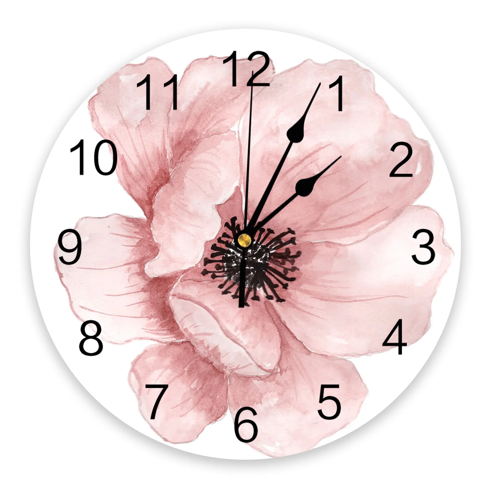 Pink Flower Wall Clock Modern Design Living Room Decoration Clock Mute