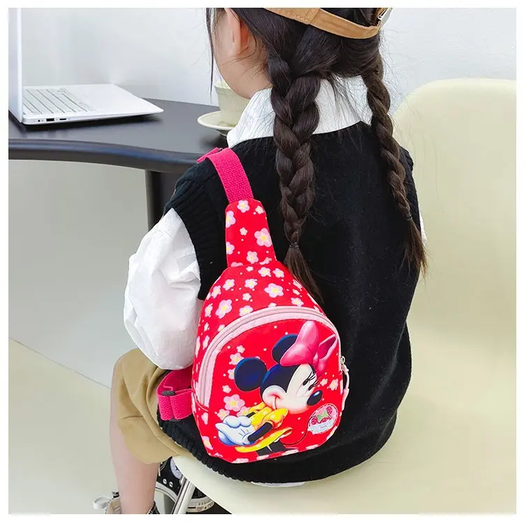 Cartoon Mickey Mouse Children's Chest Bag Disney Anime Frozen Princess Elsa Mermaid Travel Crossbody Bag Kids Birthday Gifts