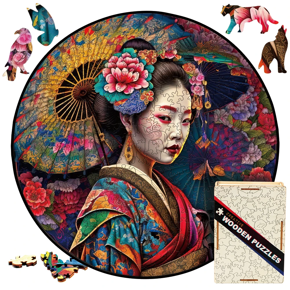 Wooden puzzle Mandala Geisha Girls Toys Japan Geisha 3D Wood Jigsaw Puzzles Color Sorting Game Brain Teaser Secret Puzzle Boxes pixel puzzles 4k japan