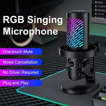 Tenlamp RGB USB Streaming Microphone ,Professionl Computer Condenser Mic For PC Mac Recording YouTube Podcasting Gaming Laptop Desktop 2