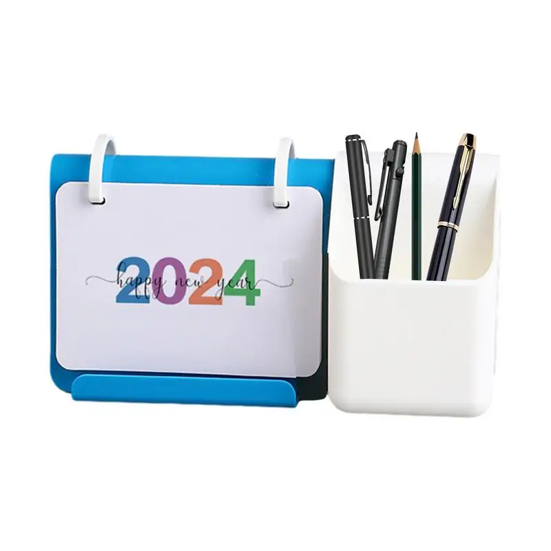 

Desk Calendar Multifunctional 2024 Standing Desk Calendars With Pen Holder Wirebound Table Standup Simple Design Monthly