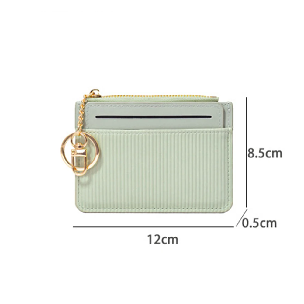 Small Women Credit Card Wallet Name Saffiano Leather Zip CardHolder Multiple Colors Ultra Thin Coin Purse