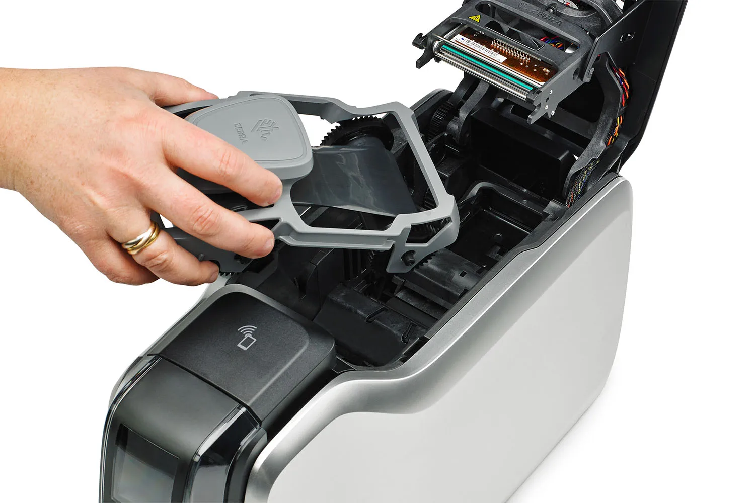 Zebra ZC300 프린터, 단면 및 양면 플라스틱 PVC 카드 프린터, 300 DPI, 비즈니스, 공공기관, 병원용 컬러 프린터