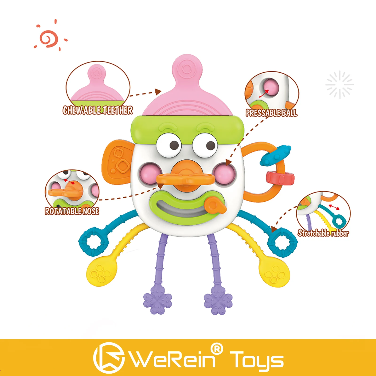 Jouet extractible en forme de bouteille mignon pour nourrissons et tout-petits, conception de biberon, jouet de dessin éducatif