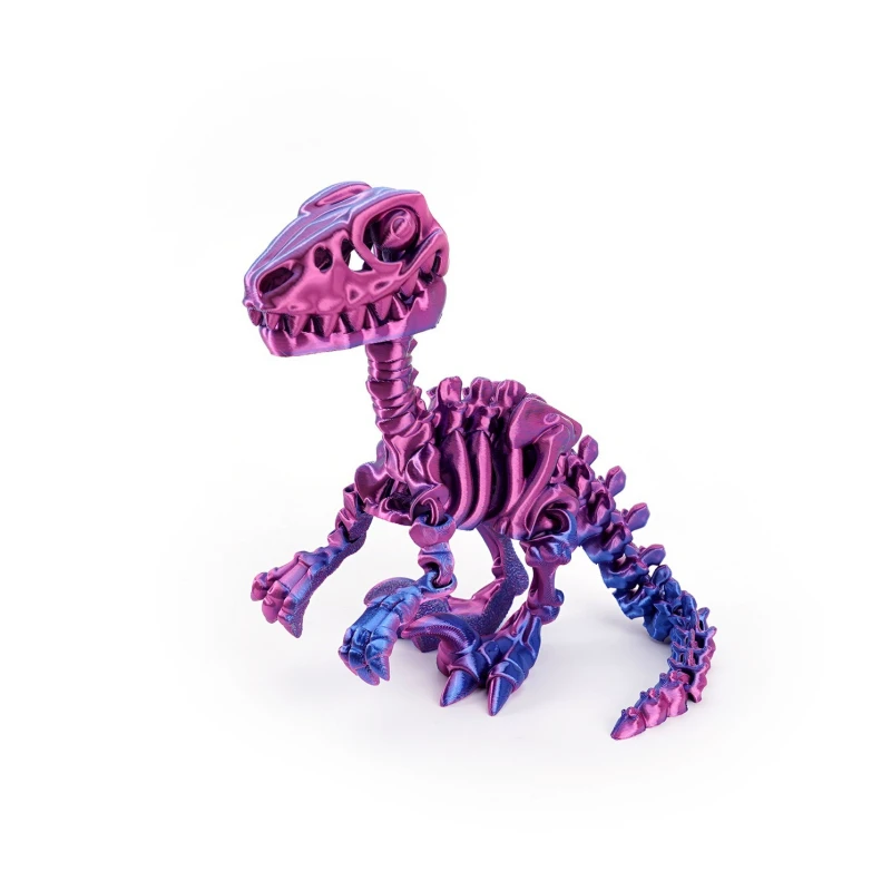 Mini 3D Printed Dinosaur Skeleton Model Movable Joints Velociraptor Decor Desk Ornament Kids Gift Home Decoration Action Figures