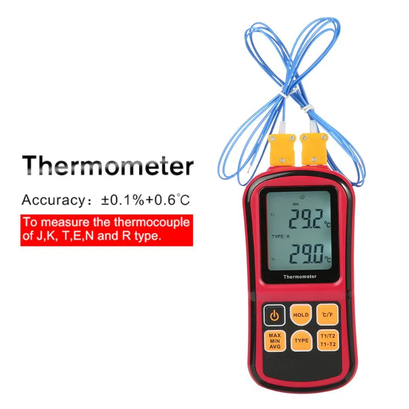 

GM1312 Outdoor Digital Temperature Meter Double Channel Input Thermocouple Thermometer Handheld Temperature Controller Sensor