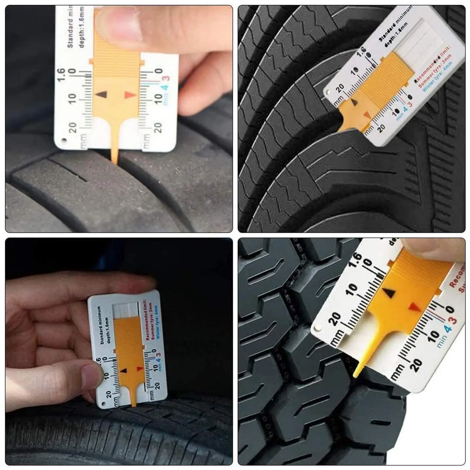 1pcs Tyre Tread Depth Depthometer Car Wheel Tread Depthometer Tread Ruler Wheel Measure Tool Plastic Measure Tools